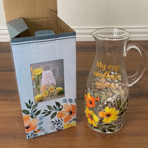 Christian Art Gifts Glass Serving Pitcher with Handle -58 fl. oz. - Picture 2 of 9